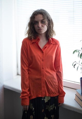 VINTAGE 70'S ORANGE BUTTON UP SHIRT