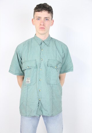VINTAGE 90'S ARMY STYLE GREEN SHIRT