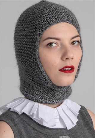 HAND MADE WOOL CEMENT GREY BALACLAVA