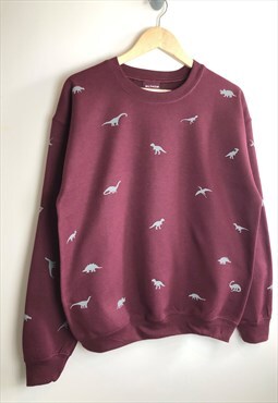 Miniature dinosaur sweatshirt- Berry and grey