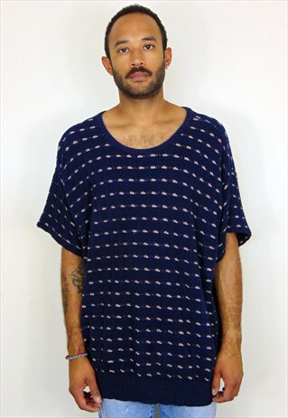 90S ITALIAN LUXURY TEXTURED SHORT SLEEVE SWEATER XL