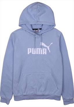 Vintage 90's Puma Hoodie Pullover Spellout Blue Large