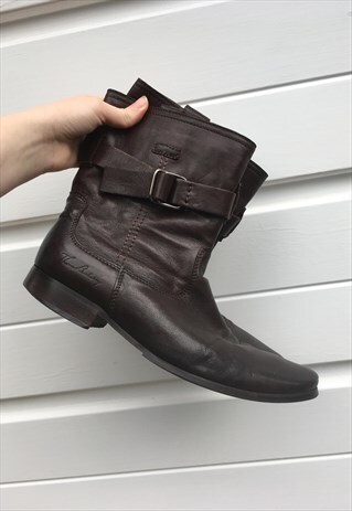 MENS THOMAS BURBERRY BOOTS BROWN LEATHER COWBOY SHOES