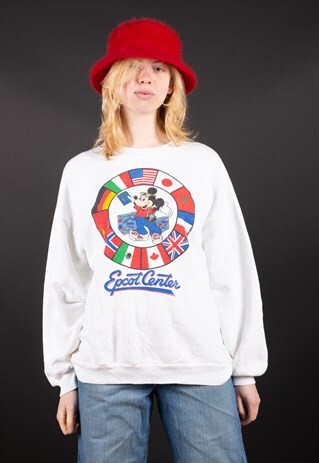 WHITE DISNEY MICKEY MOUSE EPCOT CENTRE SWEATSHIRT