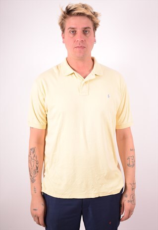 POLO RALPH LAUREN MENS VINTAGE POLO SHIRT LARGE YELLOW 90S