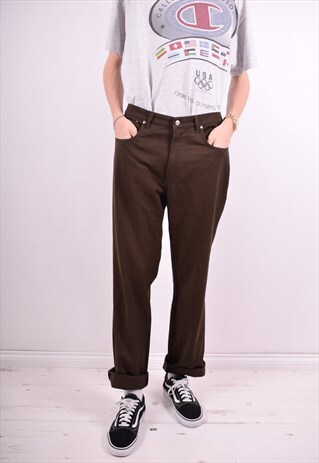 TRUSSARDI MENS VINTAGE TROUSERS W36 L32 BROWN 90'S