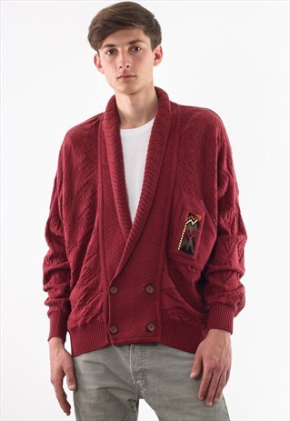 VINTAGE CARLO COLUCCI SWEATER JUMPER 90S RED KNIT