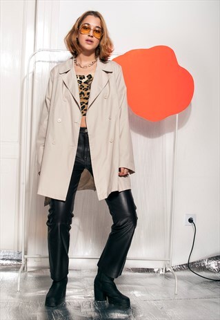 VINTAGE TRENCH COAT 80S MINIMALIST BEIGE JACKET