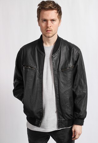 VINTAGE LEATHER BOMBER JACKET