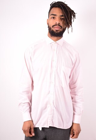 VALENTINO MENS VINTAGE SHIRT MEDIUM PINK 90S