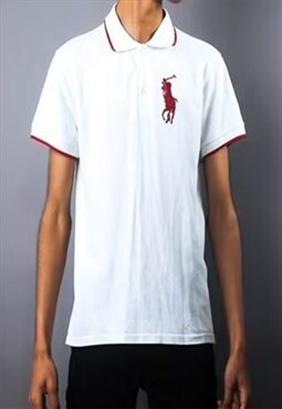 vintage white ralph lauren polo sport shirt in S