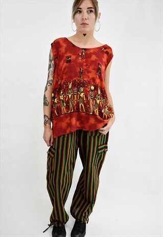 VINTAGE 90S EGYPTIAN PRINT LOOSE SUMMER VEST