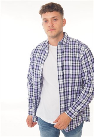 VINTAGE TOMMY HILFIGER SHIRT CHECKERED PURPLE