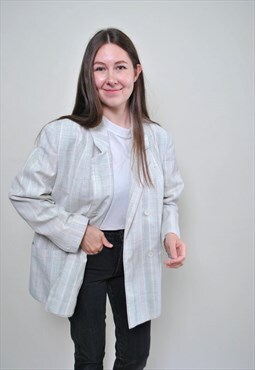 Oversized blazer, vintage women minimalist suit jacket