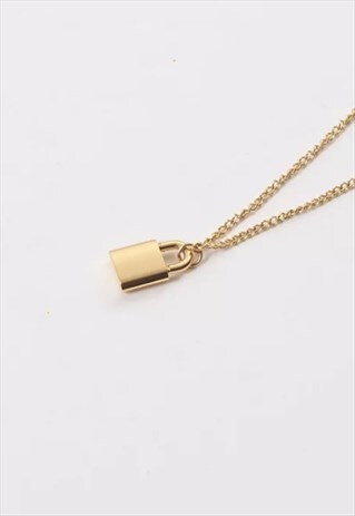 18CT GOLD PLATED MINI PADLOCK PENDANT DESIGN NECKLACE