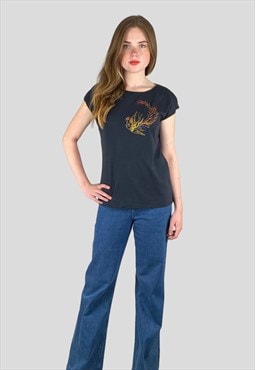 Paul Simon 70's Ladies Vintage T-shirt Gold Lurex Embroidery