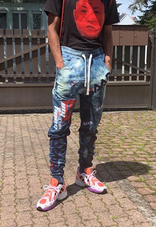 BAAD JOGGERS PANTS BLUE DENIM CUSTOM FULLYBAAD