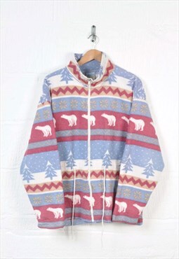 Vintage Fleece Jacket Polar Bear Print Ladies XL