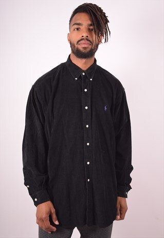 RALPH LAUREN MENS VINTAGE CORDUROY SHIRT XL BLACK 90S