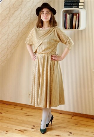 LIGHT BEIGE GOLD STRIPE DRESS