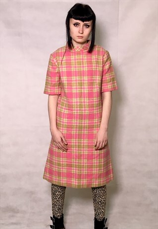 PINK WOOL 60S MOD DRESS