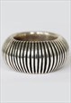 LINE DOME SOLID RING 925 STERLING SILVER OXIDIZED SURFACE