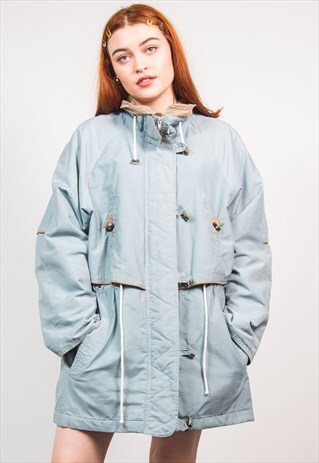 VINTAGE 90'S LIGHT BLUE OVERSIZED CAGOULE JACKET ANORAK