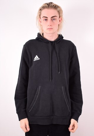 ADIDAS MENS VINTAGE HOODIE SWEATER XL BLACK 90S