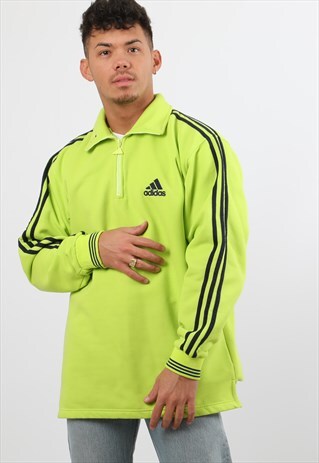 VINTAGE ADIDAS EMBROIDERED LOGO 1/4 ZIP SWEATSHIRT