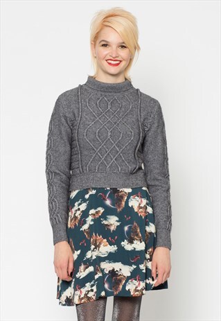 GREY HIGH NECK KNITTED JUMPER