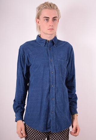 MENS VINTAGE CORDUROY SHIRT MEDIUM BLUE 90S