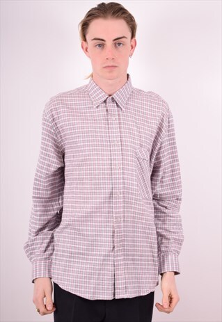 MENS VINTAGE FLANNEL SHIRT XL PINK CHECK 90S