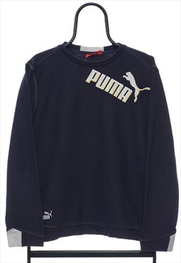 Retro Puma Logo Navy Lightweight Sweatshirt Womens