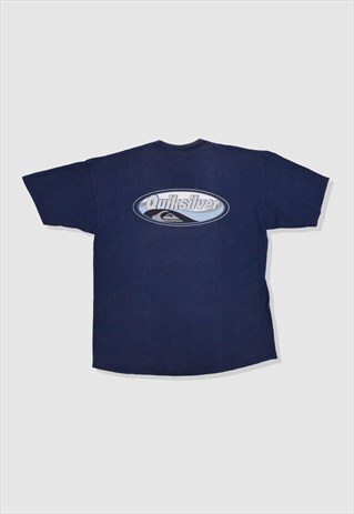 VINTAGE 90S QUIKSILVER GRAPHIC PRINT T-SHIRT IN NAVY BLUE