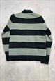 VINTAGE KNITTED CARDIGAN STRIPED PATTERNED ZIP UP KNIT