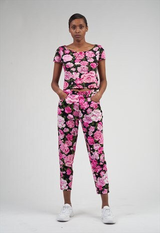 RARE EARLY 90'S FLORAL MOSCHINO T-SHIRT/ TROUSERS CO-ORD