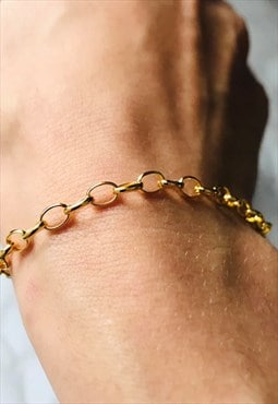 7 inch  gold plated sterling silver belcher chain bracelet