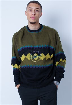 Vintage 90s Laguna Pattern Jumper Sweatshirt in Black XL
