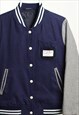 Vintage Harris Tweed Varsity Jacket Grey Navy XS
