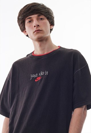 VINTAGE NIKE JUST DO IT TEE 90S BLACK RED BIG LOGO