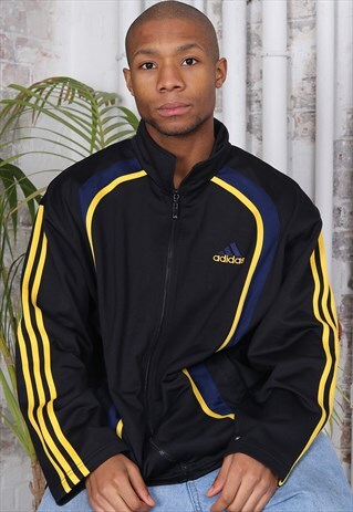 VINTAGE ADIDAS LOGO TRACK JACKET BLACK