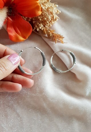 VINTAGE STERLING SILVER HOOP EARRINGS