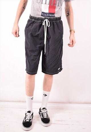 PUMA MENS VINTAGE SHORTS LARGE BLACK 90S