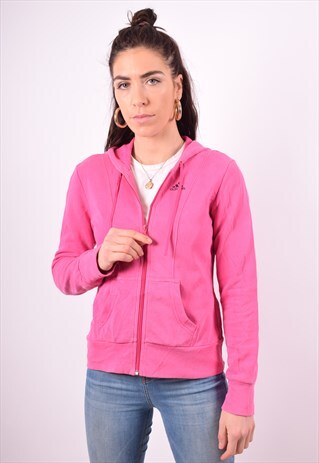 ADIDAS WOMENS VINTAGE HOODIE JACKET SMALL PINK 90'S