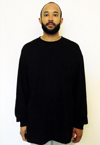 90S OVERSIZE MINIMALIST SPORTSWEAR BLACK LONG SLEEVE TEE XL