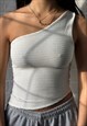 TWO WAY ASYMMETRIC TOP IN KHAKI/CREAM
