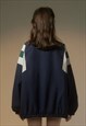 RETRO TRACK JACKET COLOR BLOCK BOMBER GRUNGE COAT IN BLUE