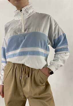 90s Vintage white 1/4 Zip cotton Sweatshirt