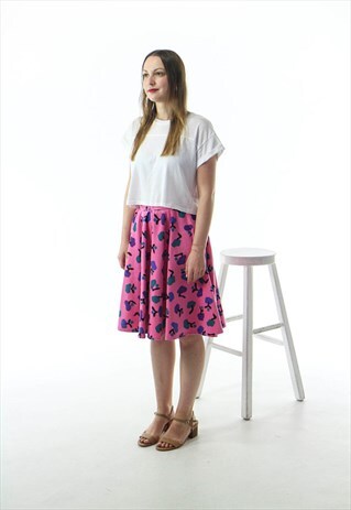 HIGH WAISTED FLORAL SKIRT / CORD PINK SKIRT