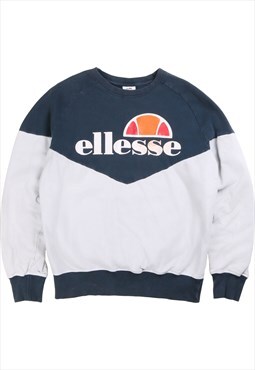 Vintage  Ellesse Sweatshirt Spellout Crewneck Navy Blue